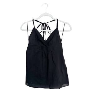 Theory Black Cotton Halter Babydoll Top Y2K Style Size Small EUC
